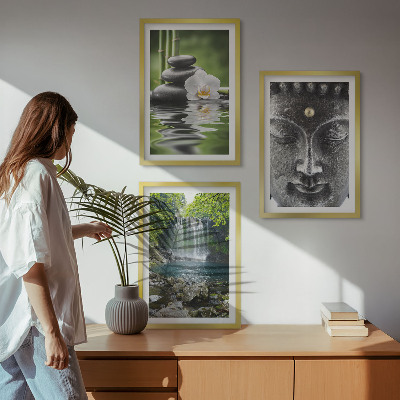 Tavelpaket med ramar Harmoni stenar vatten Buddha