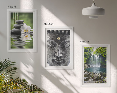 Tavelpaket med ramar Harmoni stenar vatten Buddha