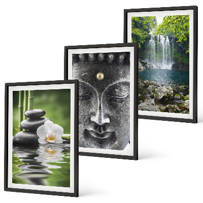Tavelpaket med ramar Harmoni stenar vatten Buddha
