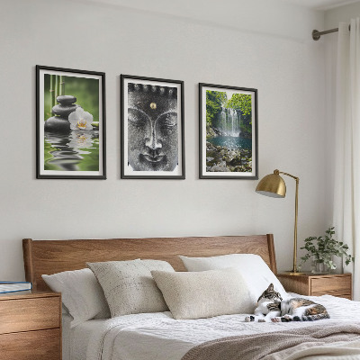 Tavelpaket med ramar Harmoni stenar vatten Buddha