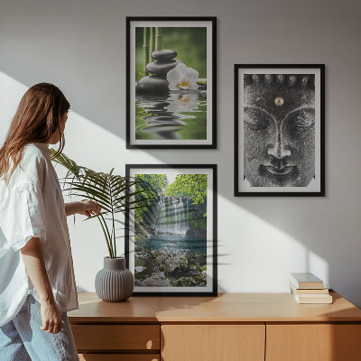 Tavelpaket med ramar Harmoni stenar vatten Buddha