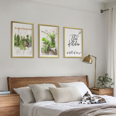 Tavelpaket med ramar Kökstema med torkade örter