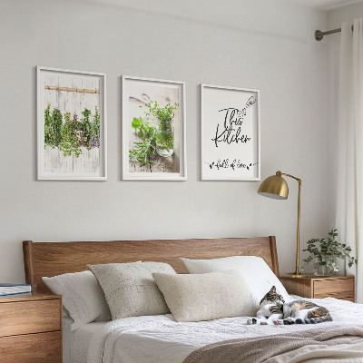 Tavelpaket med ramar Kökstema med torkade örter
