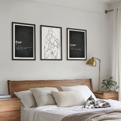 Tavelpaket med ramar Familjekonst kärlek faderskap