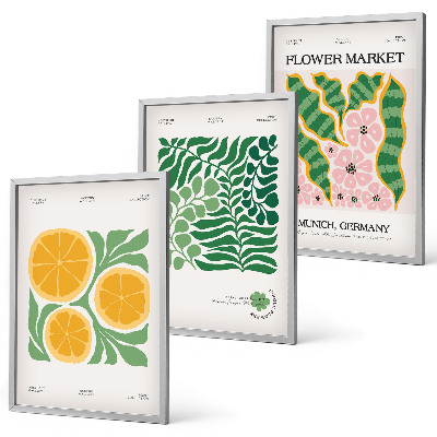 Tavelset ovanför soffa Pastellfärgade frukt- och växtmotiv