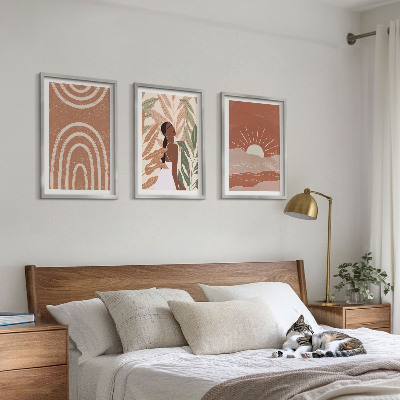Set om 3 tavlor Boho abstrakta former