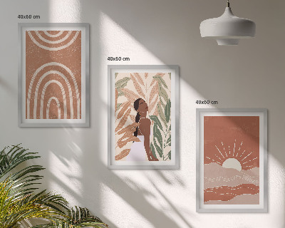 Set om 3 tavlor Boho abstrakta former