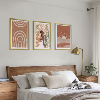 Set om 3 tavlor Boho abstrakta former