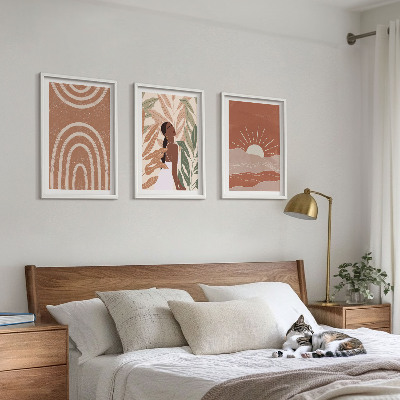 Set om 3 tavlor Boho abstrakta former