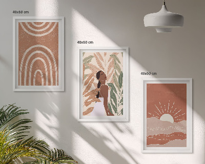 Set om 3 tavlor Boho abstrakta former