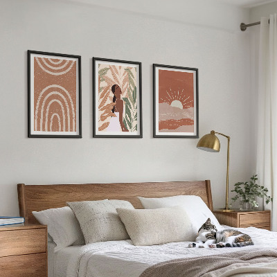 Set om 3 tavlor Boho abstrakta former