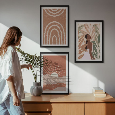 Set om 3 tavlor Boho abstrakta former