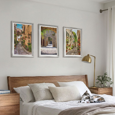 Tavelpaket med ramar Italienska gator blommor arkitektur