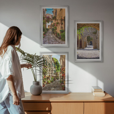 Tavelpaket med ramar Italienska gator blommor arkitektur