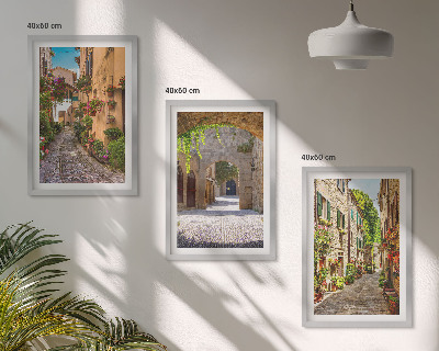Tavelpaket med ramar Italienska gator blommor arkitektur