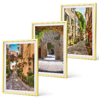 Tavelpaket med ramar Italienska gator blommor arkitektur