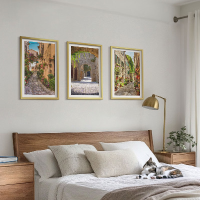 Tavelpaket med ramar Italienska gator blommor arkitektur