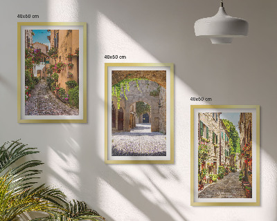 Tavelpaket med ramar Italienska gator blommor arkitektur