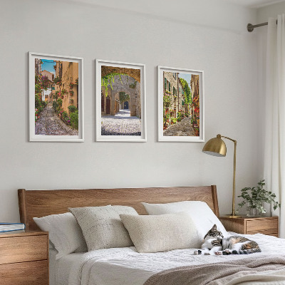 Tavelpaket med ramar Italienska gator blommor arkitektur
