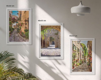 Tavelpaket med ramar Italienska gator blommor arkitektur