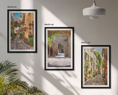 Tavelpaket med ramar Italienska gator blommor arkitektur