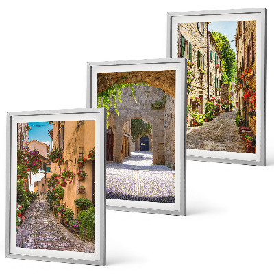 Tavelpaket med ramar Italienska gator blommor arkitektur