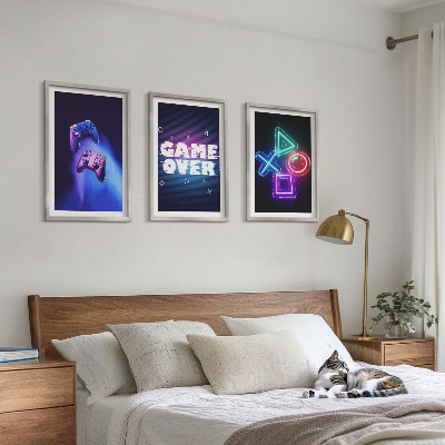 Tavelpaket med ramar Game Over-handkontroller