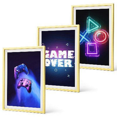 Tavelpaket med ramar Game Over-handkontroller