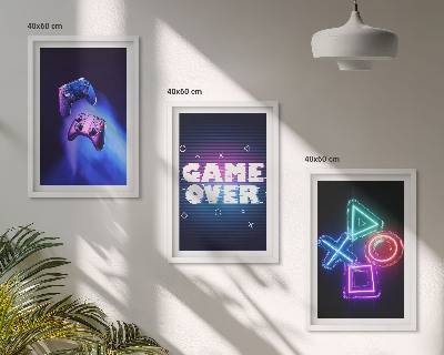 Tavelpaket med ramar Game Over-handkontroller