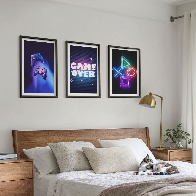 Tavelpaket med ramar Game Over-handkontroller