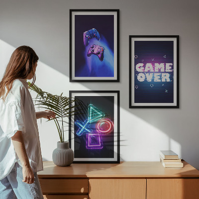 Tavelpaket med ramar Game Over-handkontroller