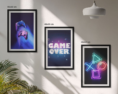 Tavelpaket med ramar Game Over-handkontroller