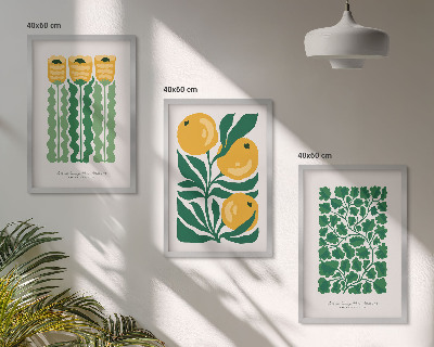 Tavelset ovanför soffa Växtmönster blommor löv