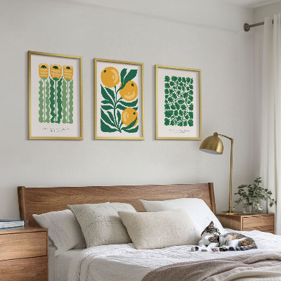 Tavelset ovanför soffa Växtmönster blommor löv