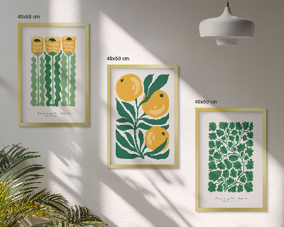 Tavelset ovanför soffa Växtmönster blommor löv