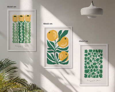 Tavelset ovanför soffa Växtmönster blommor löv
