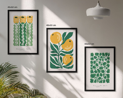 Tavelset ovanför soffa Växtmönster blommor löv
