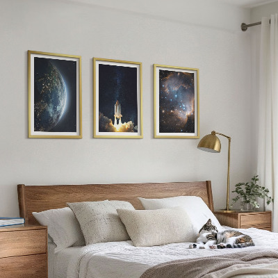 Tavelpaket med ramar Rymden Jorden raketgalax