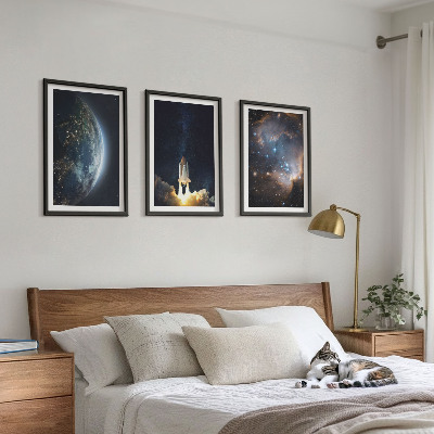 Tavelpaket med ramar Rymden Jorden raketgalax