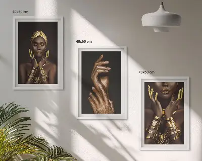 Porträtt av afrikanska kvinnor tavelset med ramar
