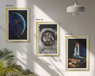 Set om 3 tavlor Rymd-jorden astronaut raket