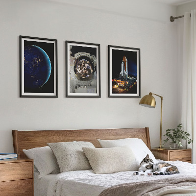 Set om 3 tavlor Rymd-jorden astronaut raket