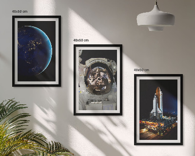 Set om 3 tavlor Rymd-jorden astronaut raket