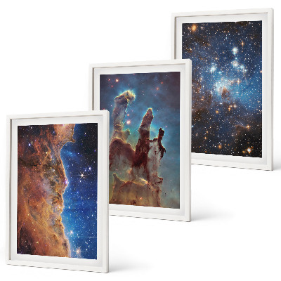 Tavelpaket med ramar Rymdlandskap av galaxer
