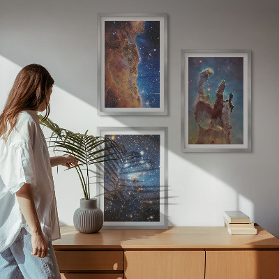 Tavelpaket med ramar Rymdlandskap av galaxer