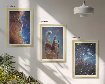 Rymdlandskap med galaxer tavelset med ramar