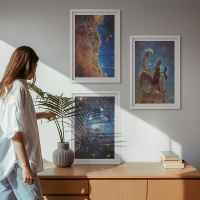 Tavelpaket med ramar Rymdlandskap av galaxer