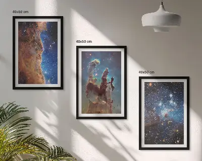 Rymdlandskap med galaxer tavelset med ramar