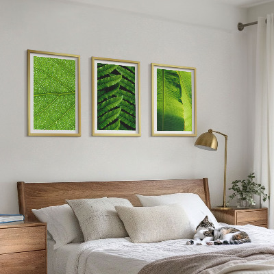 Tavelset ovanför soffa Makrofotografi av tropiska löv