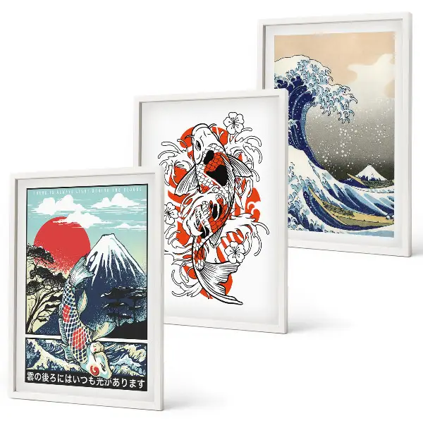 Hokusai Den stora vågen utanför Kanagawa tavelset med ramar